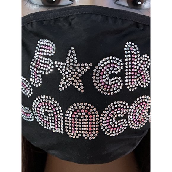 Breast Cancer Awareness F*ck Cancer Bling Face Mask Rhinestone - Picture 8 of 11